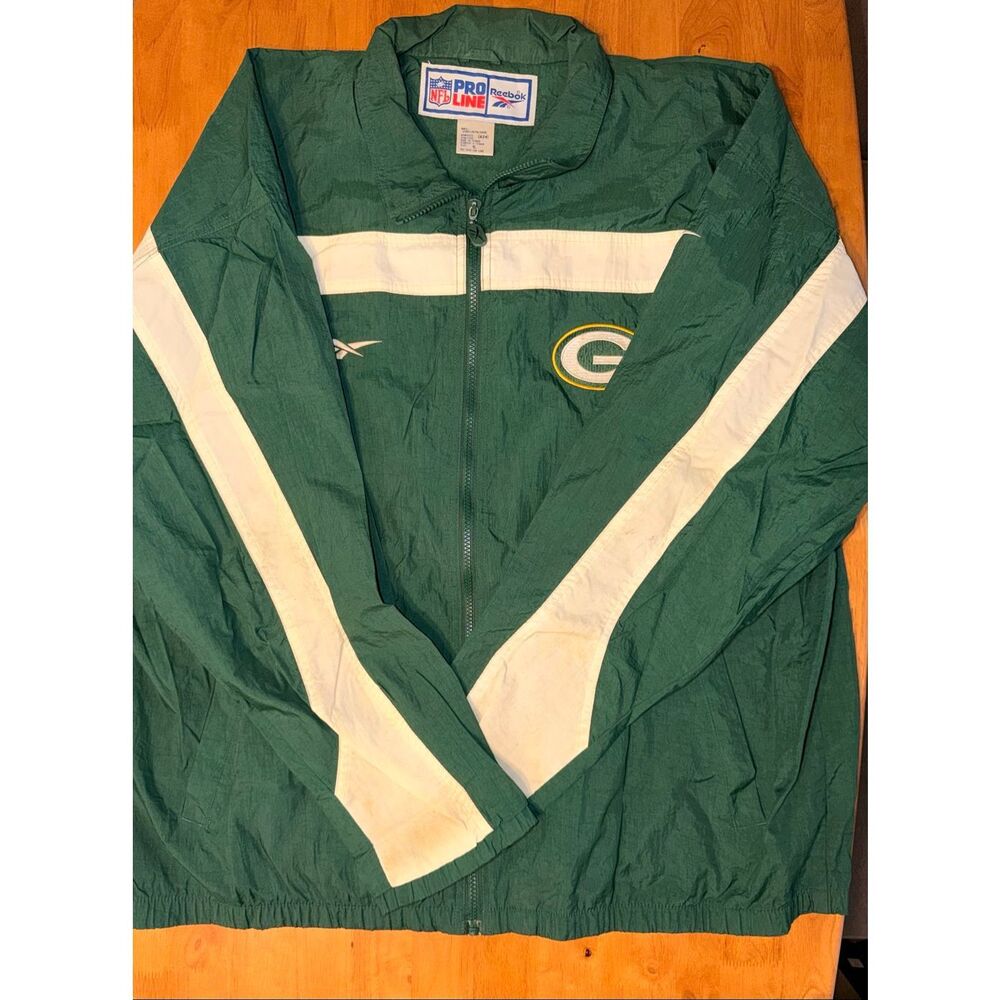 Vintage Green Bay Packers Jacket Mens XL‎ Green Windbreaker Lightweight